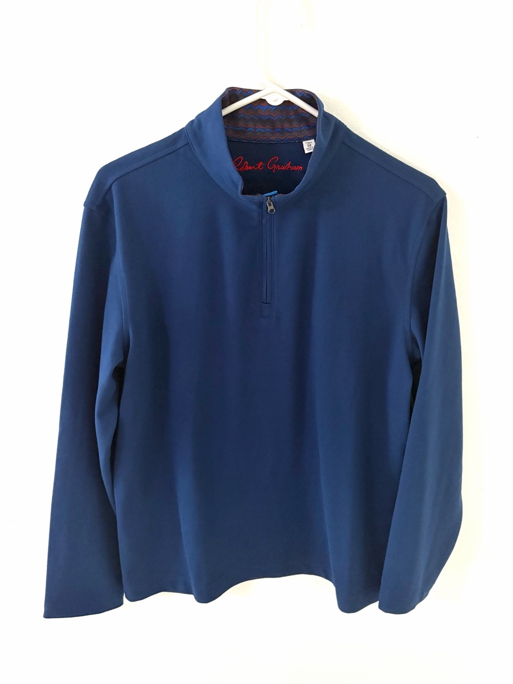 Robert Graham Lightweight Navy Quarter-Zip Pullover, Size: Medium
